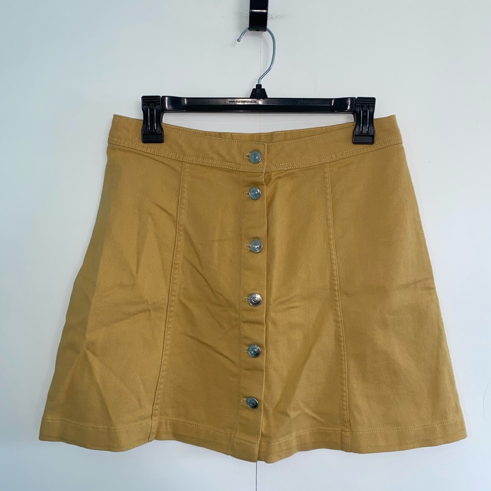 NWT Divided Mustard Yellow Button Down Skirt Size 6